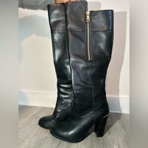 Aldo Black Womens Leather Tall Boots Size 8.5